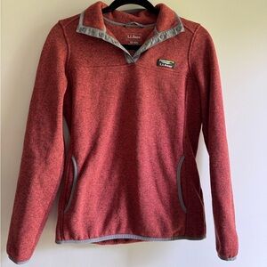 LL Bean Fleece Pullover - XS Heathered Red/Clay